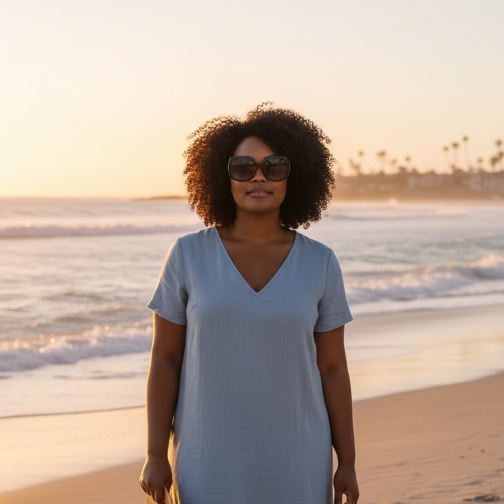 Oversized Square Women’s Sunglasses with Gold Trim. 100% UV Protection. - Picture 10 of 10
